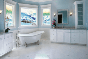Bathroom Privacy Glass Windows "Ocean Waves" PGA105