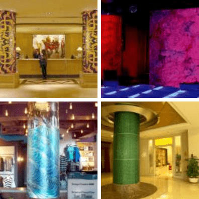 Bend Carved and Stacked Glass Columns by Palace of Glass