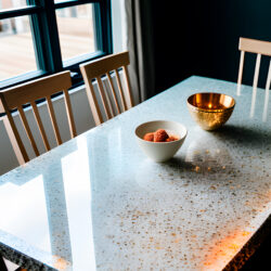 Crackled Ice Glass Table in Luxury Kitchen Interior