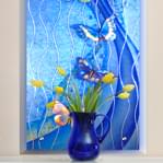 Decorative Glass Mural with Floral Art by Palace of Glass