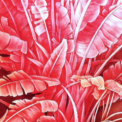 Glass Design Art of Pink Palm Leaves