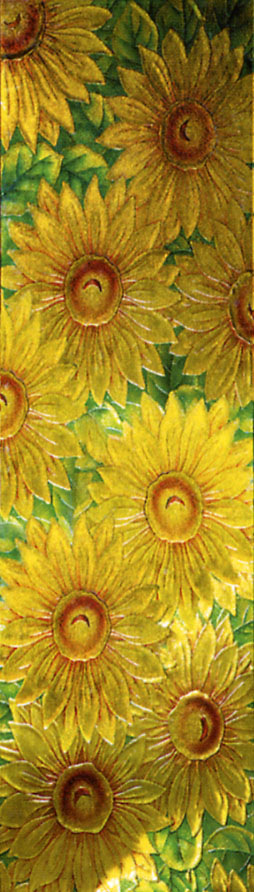Deep Carved and Enameled Glass "Sunflowers" PGA209