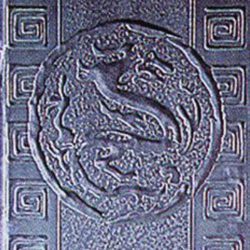 The Image of Decorative Glass with Ethnic Dragon Design, gray color, textured