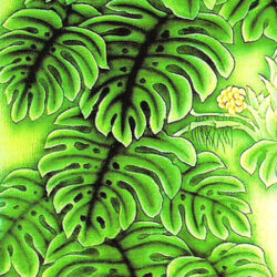 Carved and Painted Glass Panel "Banana Leafs" PGC112