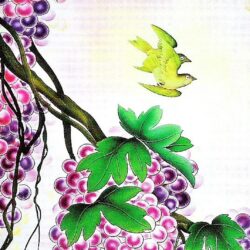 Carved and Enameled Glass Panel "Grapevines" PGC118