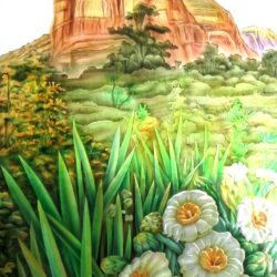 Etched and Painted Art Glass Panel "Sedona" PGC169