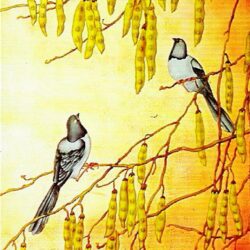 Deep Carved Glass Panel "Two Birds" PGC181