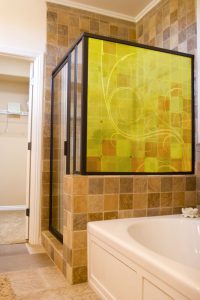 Shower Glass with Yellow wine design PGC196