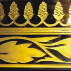 Acid Etched Glass Murals Designs of Abstract Pinecones In Black and Yellow