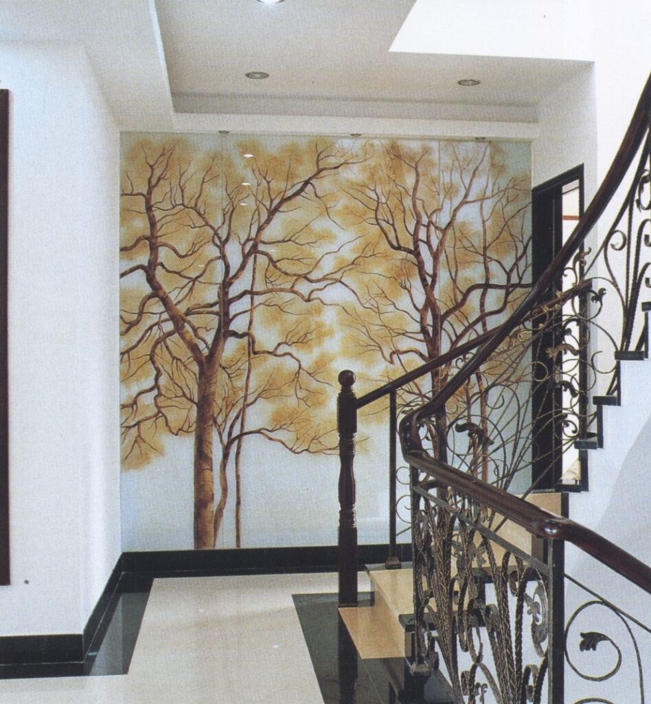 Deep Carved and Enameled Glass Mural PGC446a | Palace of Glass
