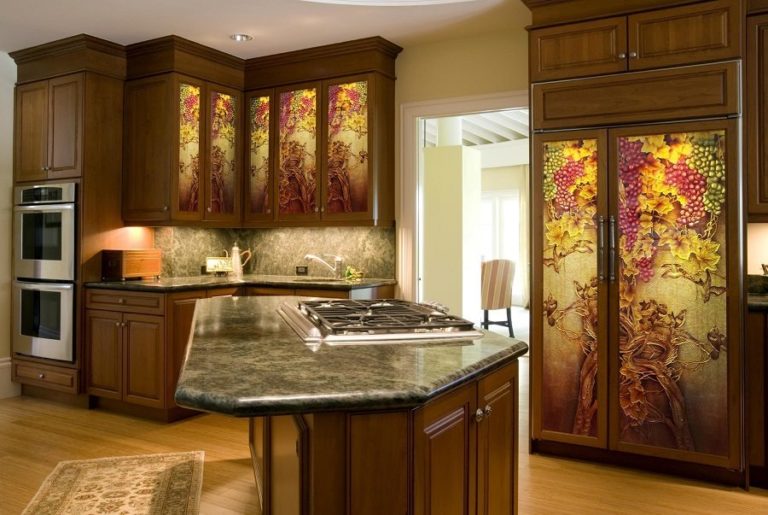Vineyard Glass Inserts for Kitchen Cabinets