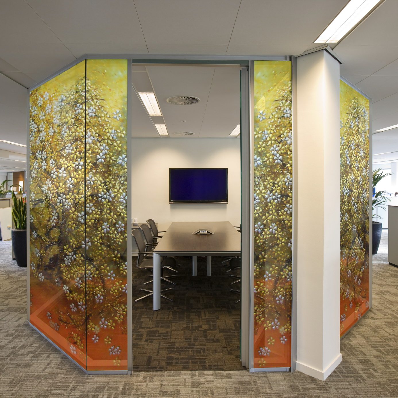 decorative glass partition