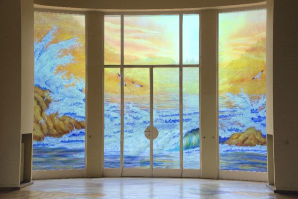 Decorative Glass Door Ocean Waves PGC550