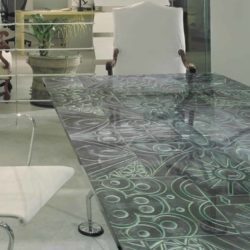 Transparent Etched Abstract Design Glass Stairs PGA418