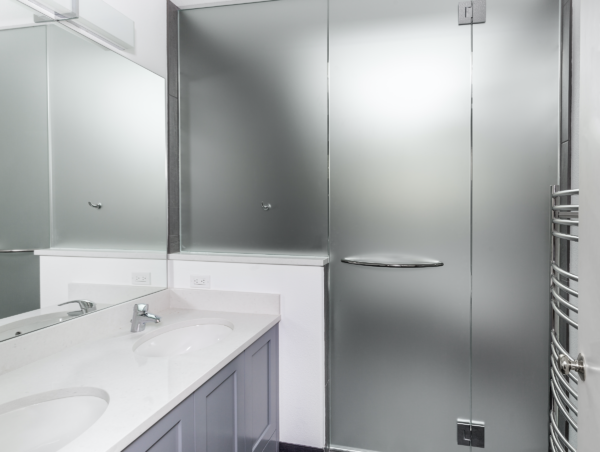 Privacy glass frosted shower doors Palace of Glass