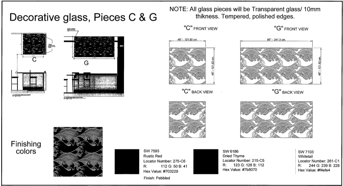 Decorative Glass Pre-Production Sketches by Palace of Glass