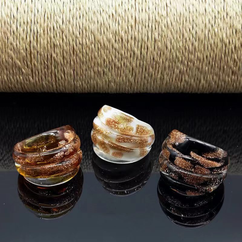 Glass Jewelry Ring in Brown Glass Options