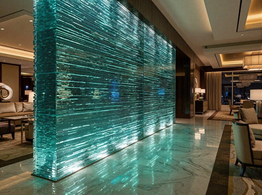 Stacked Glass Decorative Partition