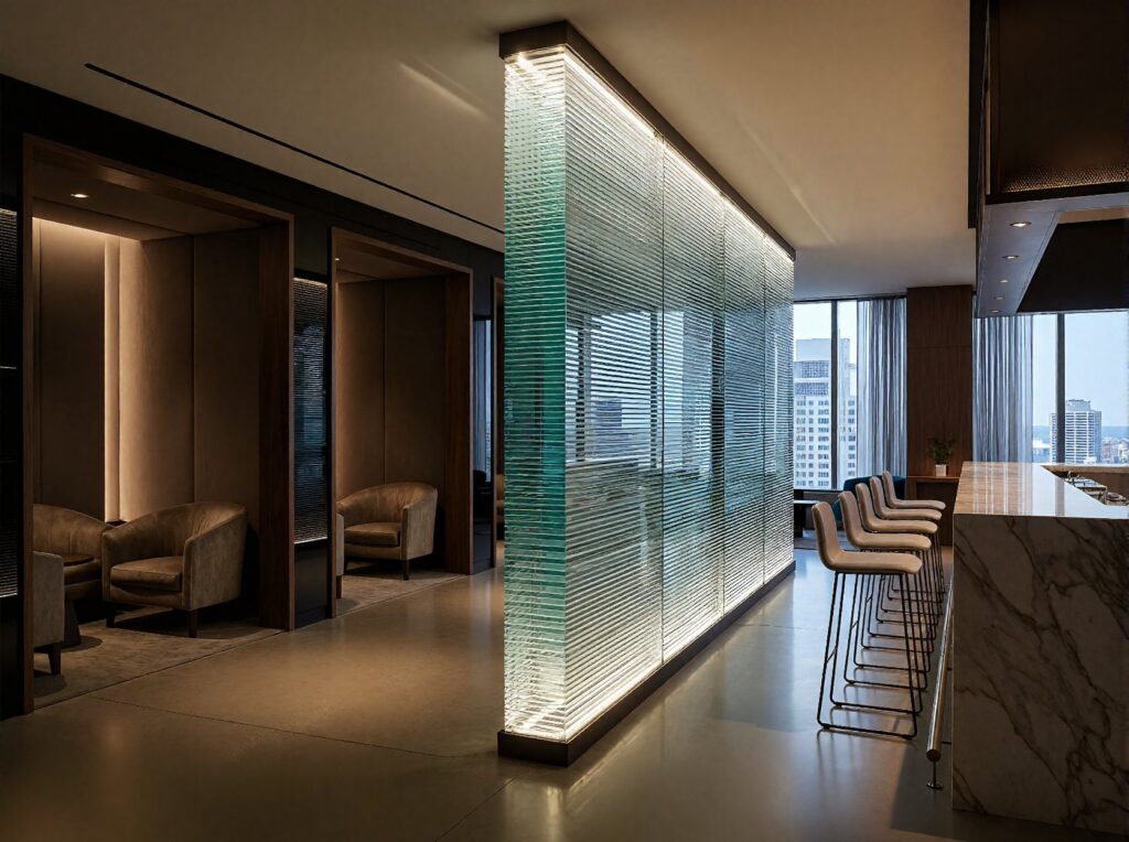 Stacked Glass Restaurant Partition