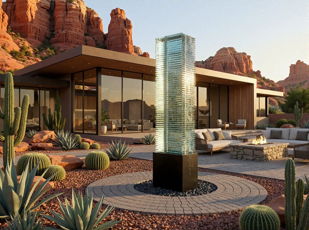Stacked Glass Water Fountain Outdoor