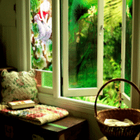 Floral Stained Glass Windows Featuring Figure of a Women Floral Stained Glass Windows Featuring Figure of a Women