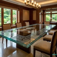 Custom Glass Table Top 177 Dining Laminated with Border